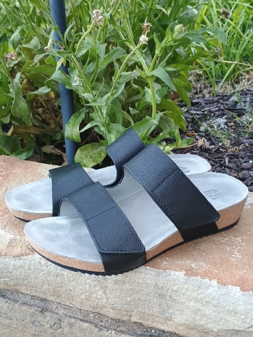 ABEO Gabie Comfort Slide Leather Sandals with Dual Adjustable Straps Size 9